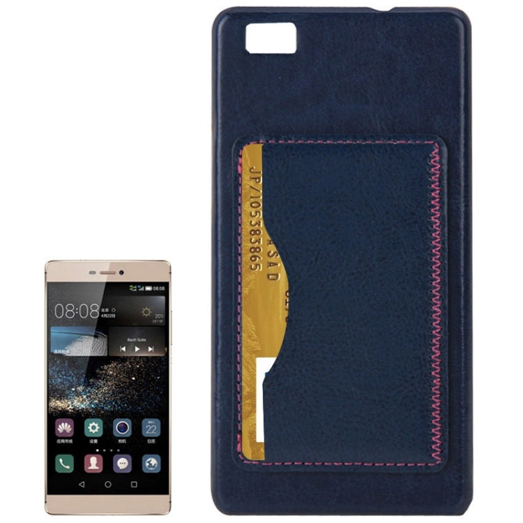 Leather Paste Skin Plastic Case with Card Slot & Holder for Huawei P8 Lite