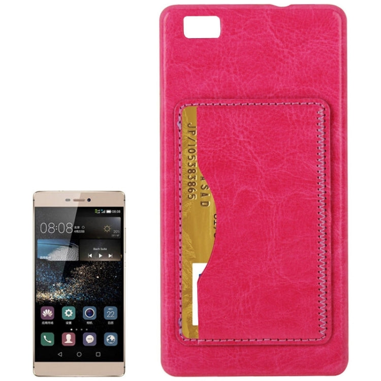 Leather Paste Skin Plastic Case with Card Slot & Holder for Huawei P8