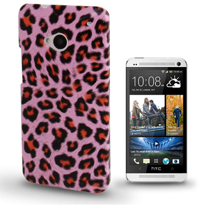 Pink Purple Leopard Texture Plastic Case for HTC One / M7