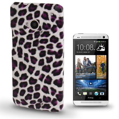 Purple Leopard Texture Plastic Case for HTC One / M7