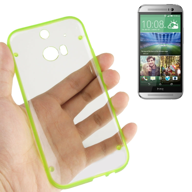 Transparent Plastic + Fluorescent Effect TPU Frame Case for HTC One / M8