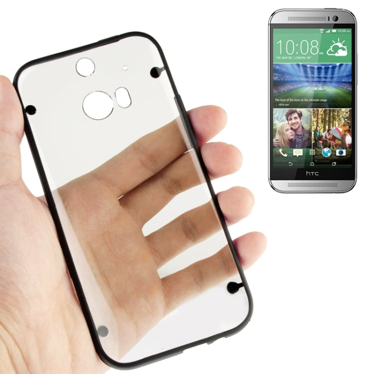 Transparent Plastic + Fluorescent Effect TPU Frame Case for HTC One / M8