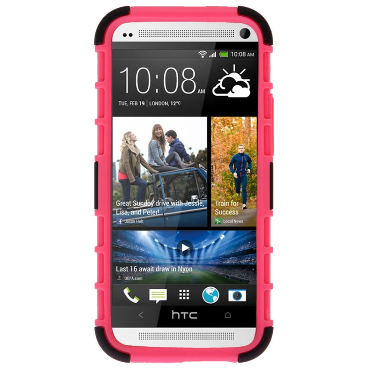 3D Style Plastic + Silicone Combination Case with Holder for HTC One M8 (Magenta)
