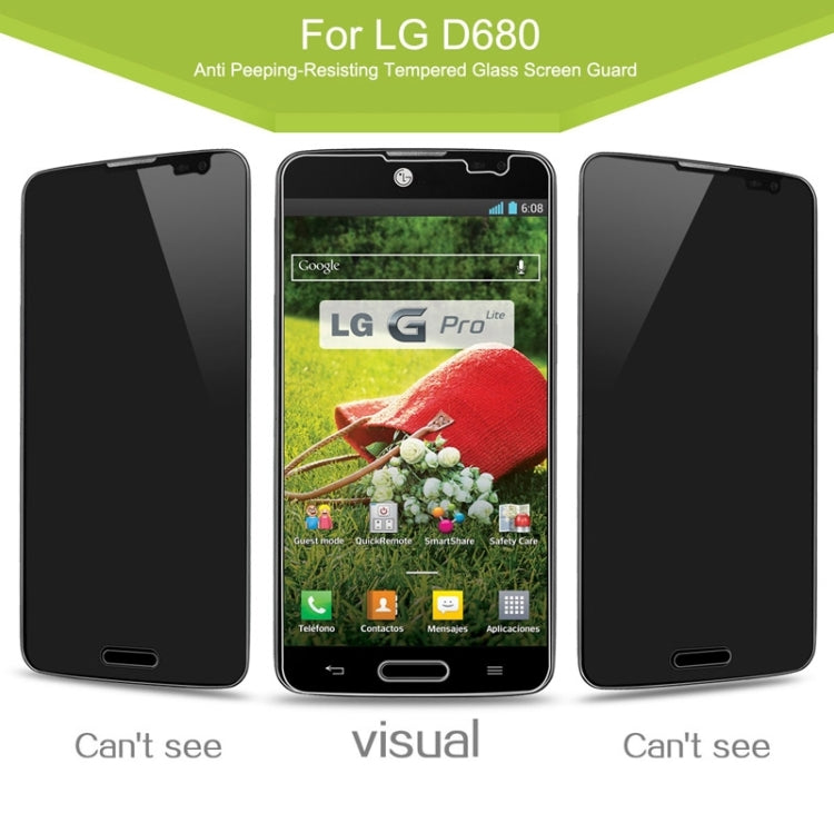 0.33mm 2.5D Privacy Anti Glare Explosion-proof Tempered Glass Film for LG G Pro Lite / D680