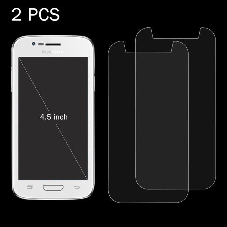 2 PCS for 4.5 inch Mobile Phones 0.26mm 9H Surface Hardness 2.5D Explosion-proof Tempered Glass Screen Film