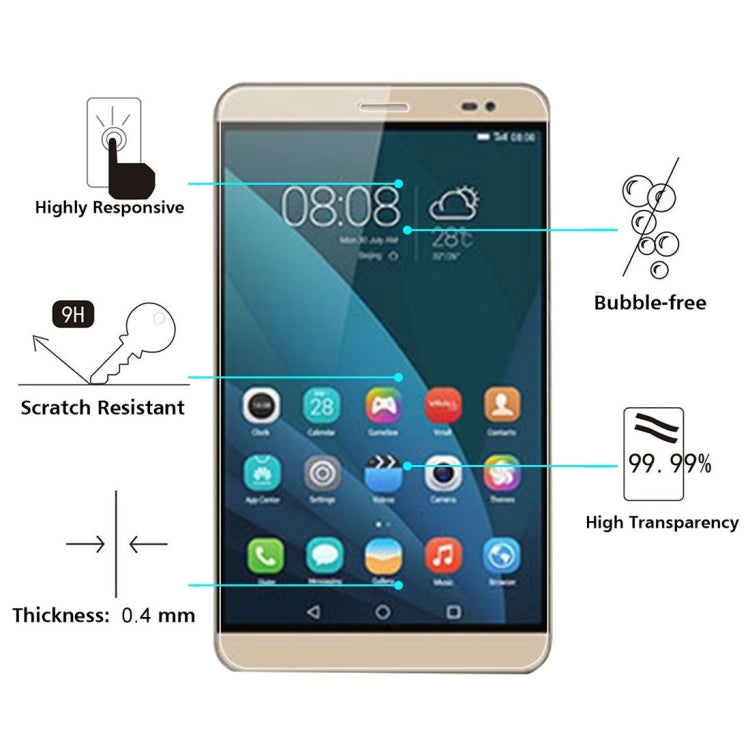 100 PCS for Huawei MediaPad X2 0.4mm 9H+ Surface Hardness 2.5D Explosion-proof Tempered Glass Film