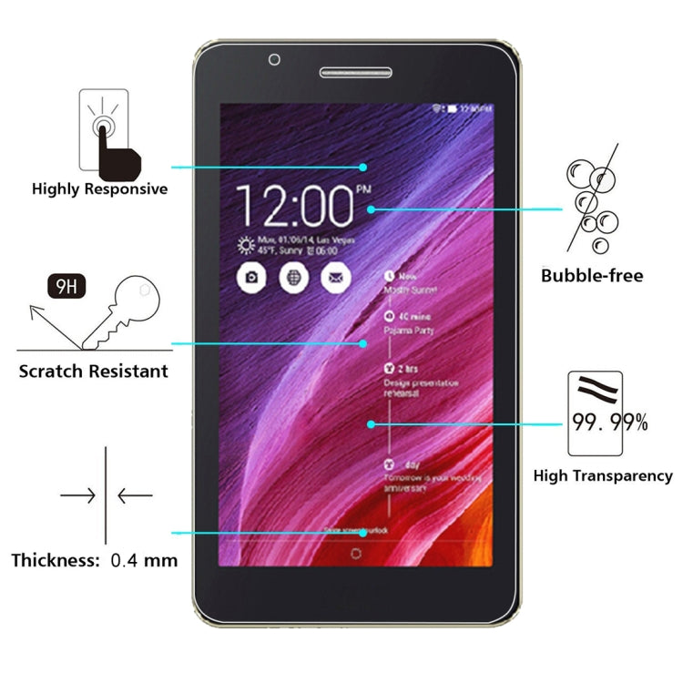 0.4mm 9H+ Surface Hardness 2.5D Explosion-proof Tempered Glass Film for ASUS Fonepad 7 / FE171MG