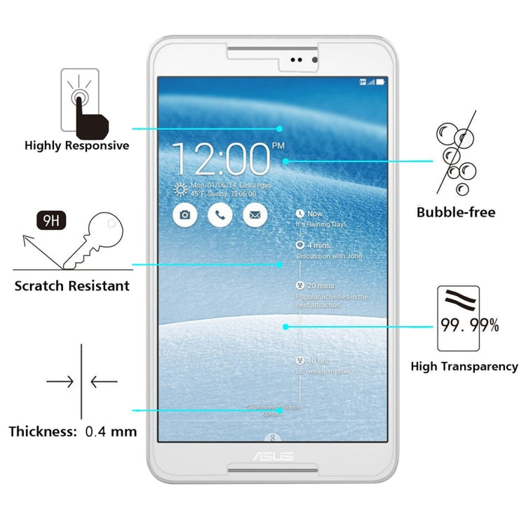0.4mm 9H+ Surface Hardness 2.5D Explosion-proof Tempered Glass Film for ASUS Fonepad 8 / FE380CG