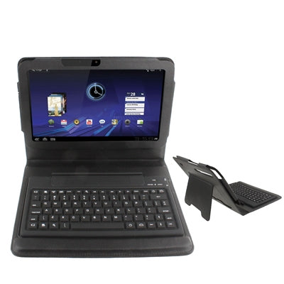 2 in 1 Bluetooth Keyboard + Folding Leather Tablet Case for Motorola XOOM(Black)