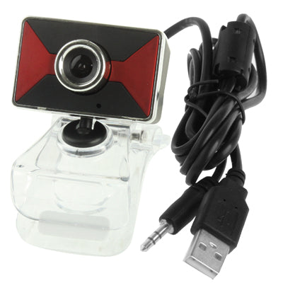16.0 Mega Pixels USB 2.0 Driverless PC Camera / Webcam with Clip + MIC, Cable Length: 1.1m(Red)