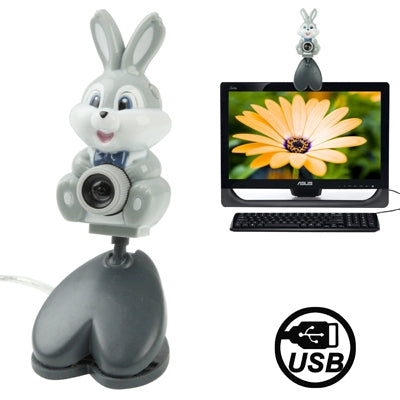USB 2.0 Cartoon Rabbit Style 0.48 Mega Pixels Driverless PC Camera / Webcam, Cable Length: 1.2m