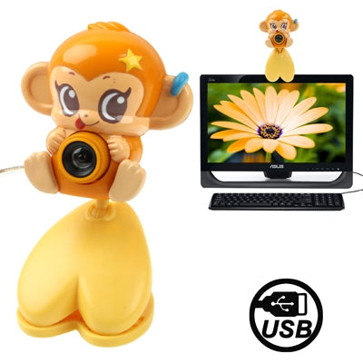 USB 2.0 Cartoon Monkey Style 0.48 Mega Pixels Driverless PC Camera / Webcam, Cable Length: 1.2m
