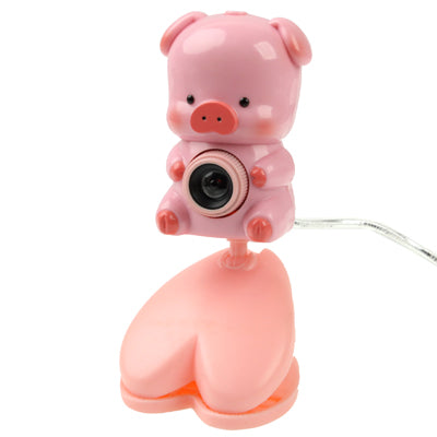 USB 2.0 Cartoon Pink Pig Style 0.48 Mega Pixels Driverless PC Camera / Webcam, Cable Length: 1.2m