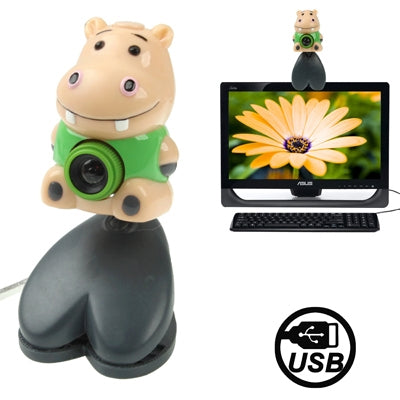 USB 2.0 Cartoon Hippo Style 0.48 Mega Pixels Driverless PC Camera / Webcam, Cable Length: 1.2m