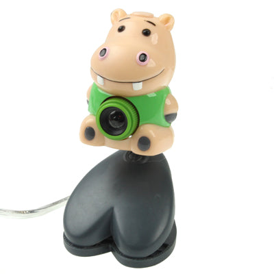 USB 2.0 Cartoon Hippo Style 0.48 Mega Pixels Driverless PC Camera / Webcam, Cable Length: 1.2m