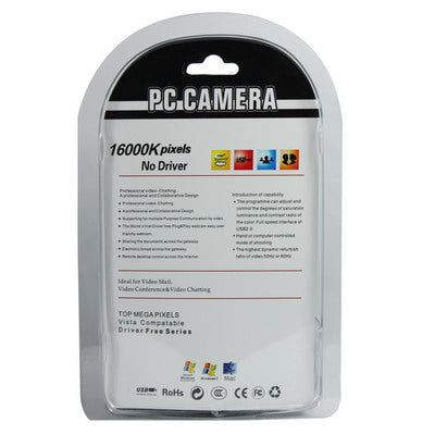 USB 16.0 Mega Pixels Driverless PC Camera with Mic and 360 degree rotated