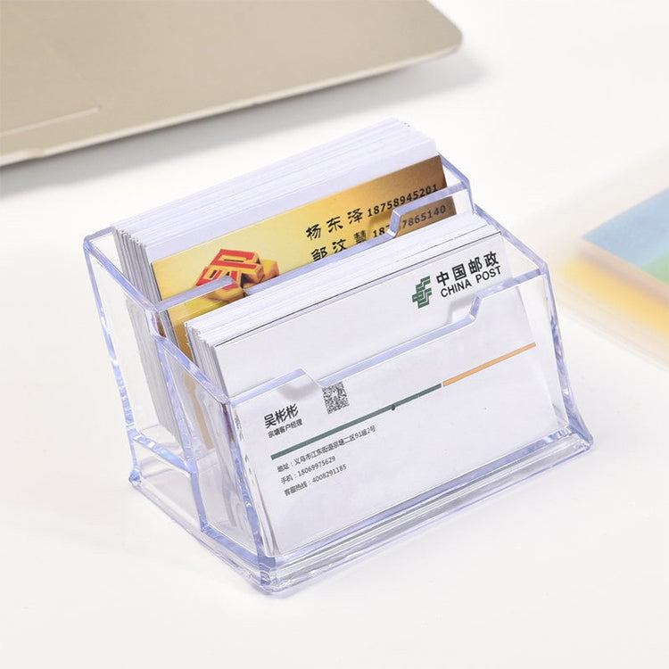 4 PCS Acrylic Transparent Double Grid Card Case Name Card Stand(Transparent)
