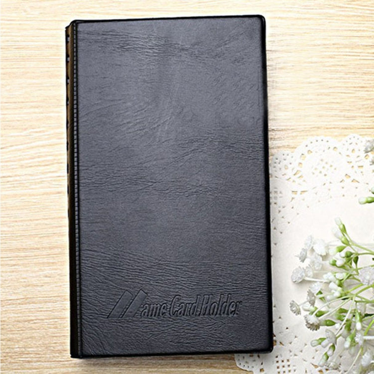 Leather Cover Business Name Card Holder with 180 Holder(Black)