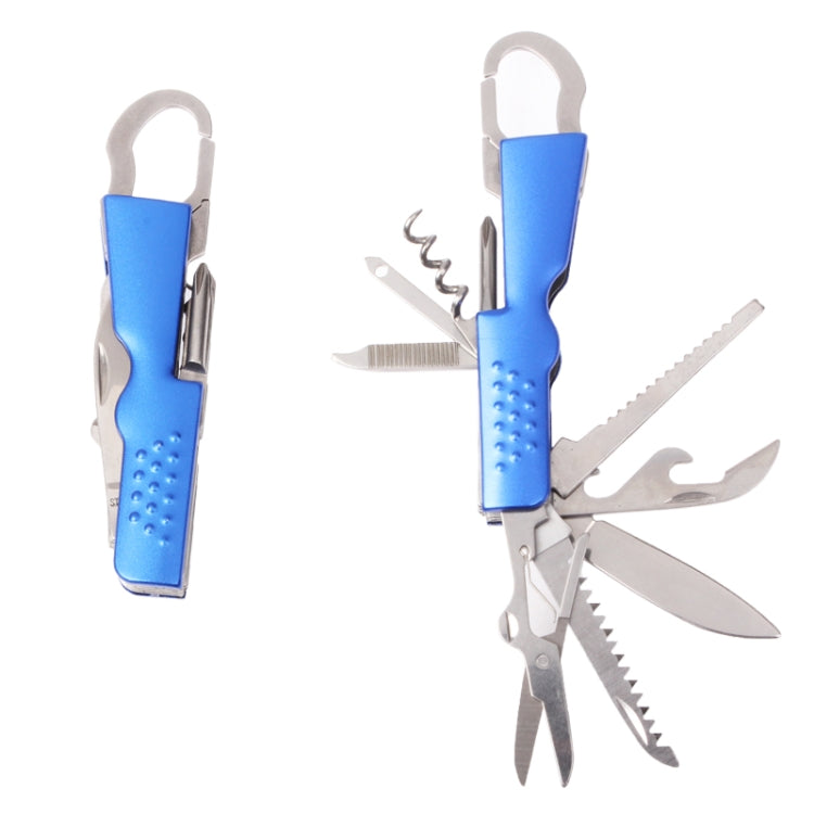 10 in 1 Stainless Steel Multi-function Hands Tool with Key Chain for Outdoor(Blue)