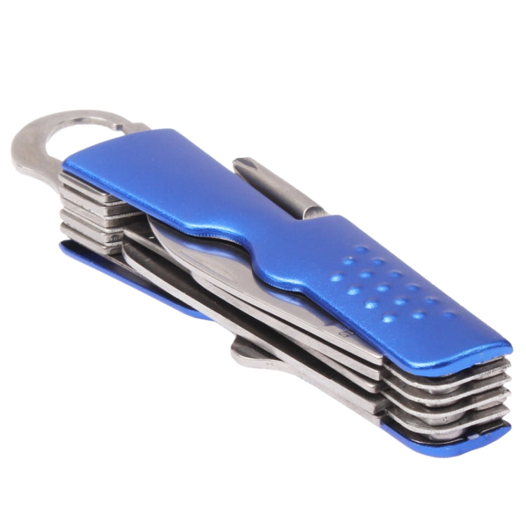 10 in 1 Stainless Steel Multi-function Hands Tool with Key Chain for Outdoor(Blue)