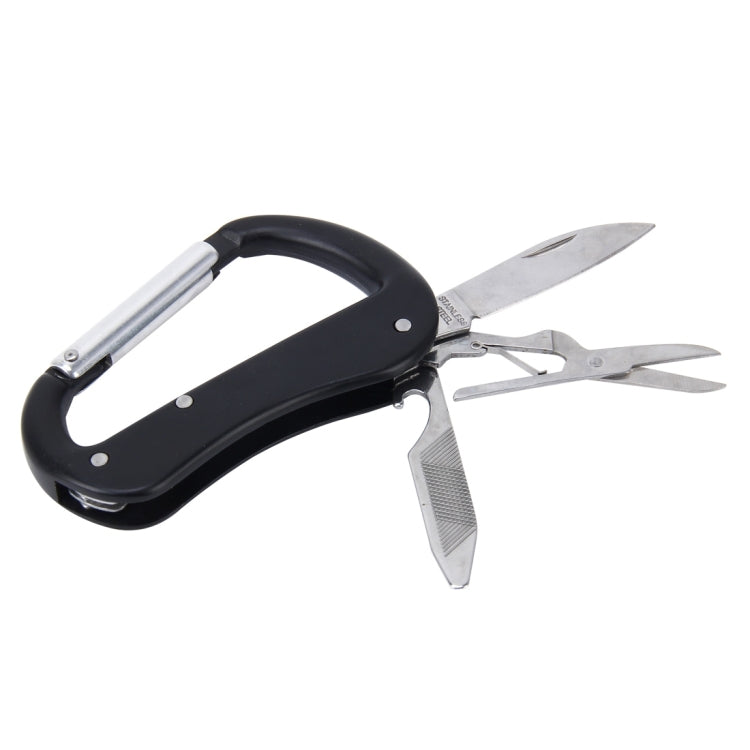 Multi-function Carabiner D-Ring Key Chain Clip Snap Hook with Flashlight (Hook, Knife, Flashlight),