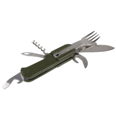 Outdoor Stainless Steel Multi-Function Tools (Spoons, Forks, Serrated Knife, LED Light)