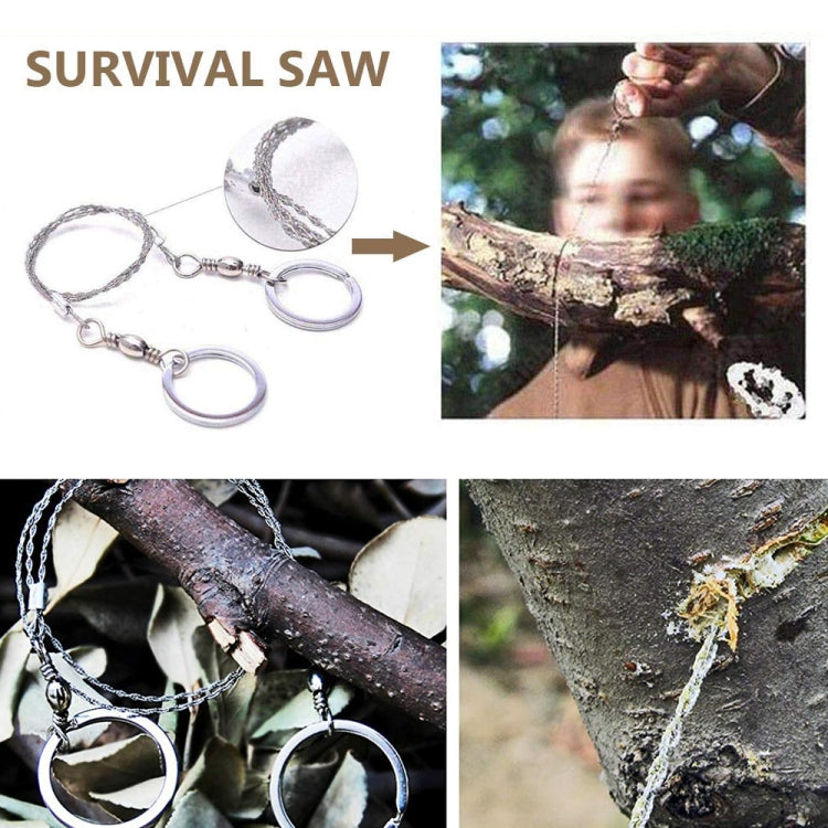 Outdoor Camping Commando Wire Saw Field Portable Self-defense Stainless Steel Hand-line Saws(Silver)