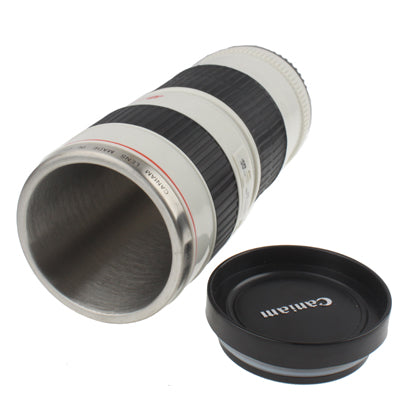 Unique Plastic Simulation Dummy Zoom Lens (EF70-200mm G/ 4 USM) Coffee Cup Mug, Stainless steel liner(White)