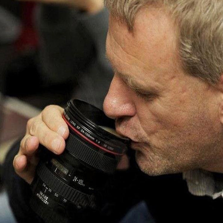 Unique Simulation Dummy Zoom Lens(EF24-105mm G/ 4 USM) Coffee Cup Mug, Stainless steel liner(Black)