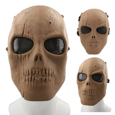 Full Face High Impact Resistant Terrifying Facepiece Skeleton Mask with Mesh Metal Eye Shield(Brown)