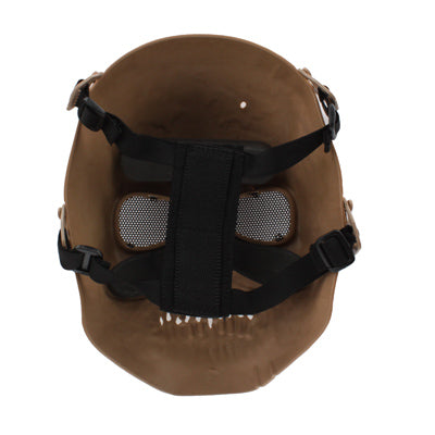 Full Face High Impact Resistant Terrifying Facepiece Skeleton Mask with Mesh Metal Eye Shield(Brown)