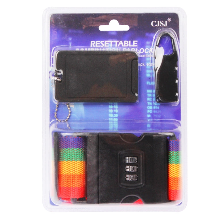 3 in 1 Travel Security Kit Resettable Combination Padlock Set Locks + Belt Strap + ID Tag