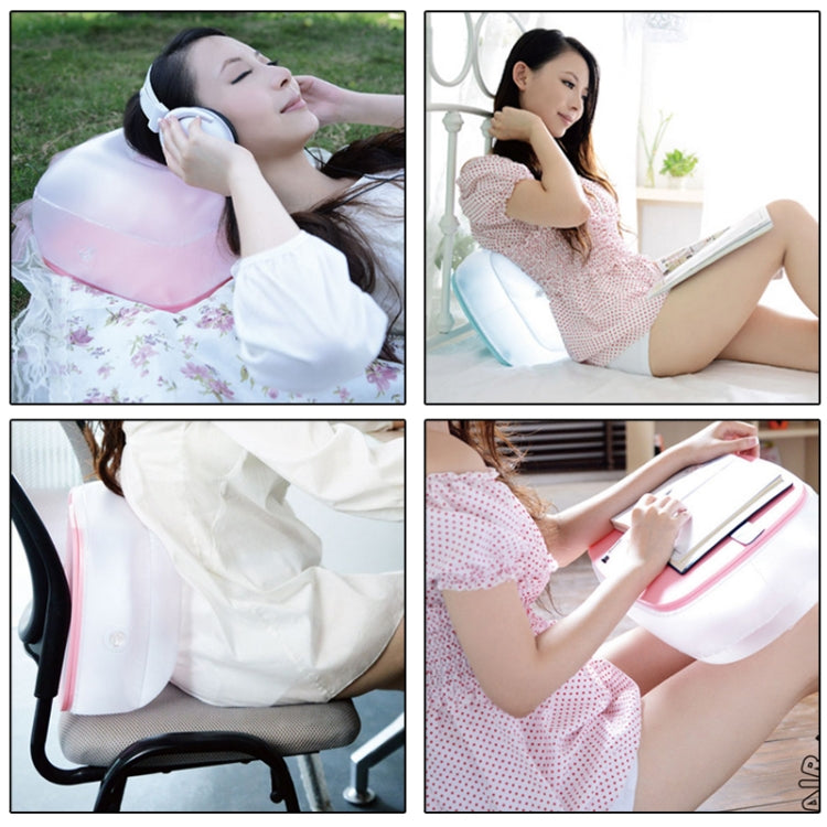 2 in 1 Multifunction Air Inflatable Cushion Pillow / Small Desk for Office / Home / Camping(Pink)
