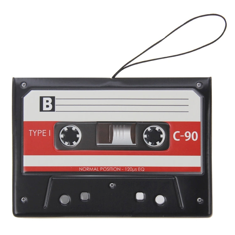 Cassette Style PU Leather Travel Passport Case with Card Slots & Lanyard