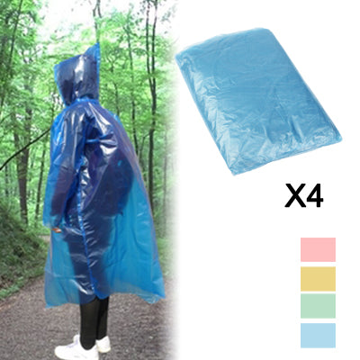 4 PCS Disposable Pocket Emergency Raincoat (Random Color Delivery)