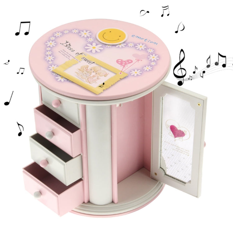Jewelry Box Case Casket with Mirror & Built-in Music Novelty Gift (No.151B)(Pink)