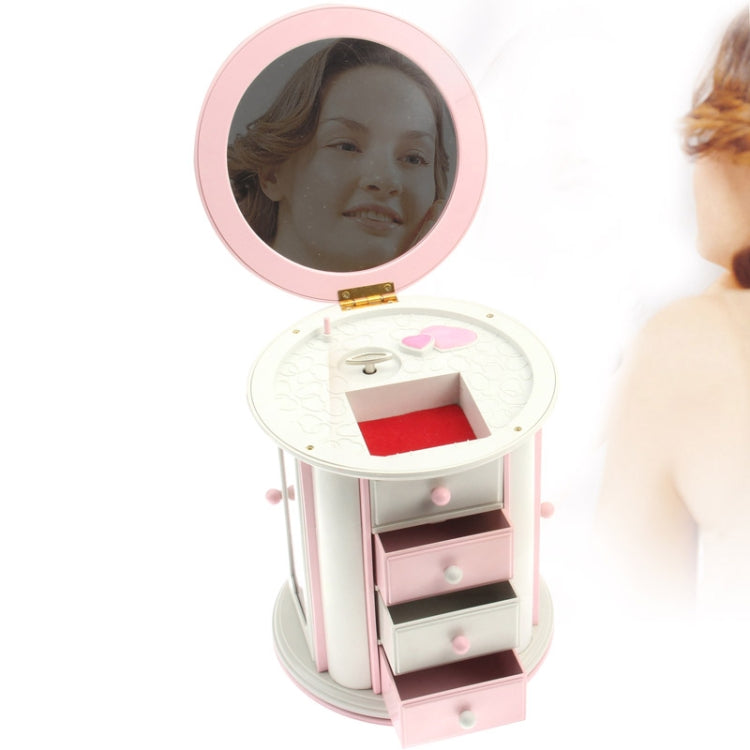 Jewelry Box Case Casket with Mirror & Built-in Music Novelty Gift (No.151B)(Pink)