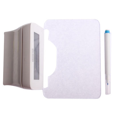 Green LED Light Message Board + LCD Screen Display Clock (Alarm / Temperature / Calendar / Birthday) with Fluorescence Pen(White)