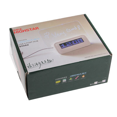 Green LED Light Message Board + LCD Screen Display Clock (Alarm / Temperature / Calendar / Birthday) with Fluorescence Pen(White)