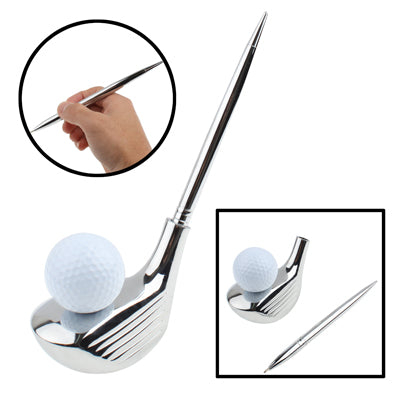 Silver Plated Desk Golf Club Style Ballpen Holder