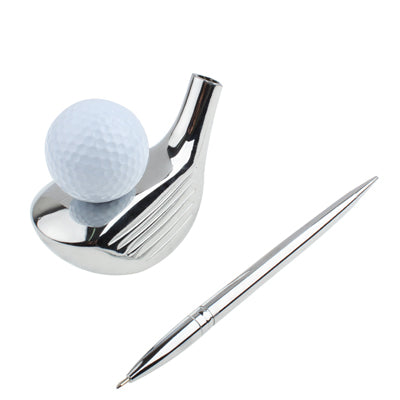 Silver Plated Desk Golf Club Style Ballpen Holder