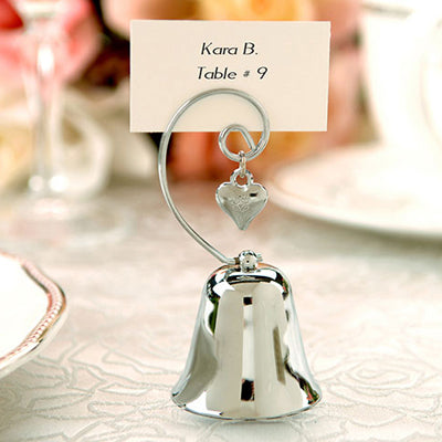 Stylish Silver Bell Style Name Card Holder with Heart Pendant