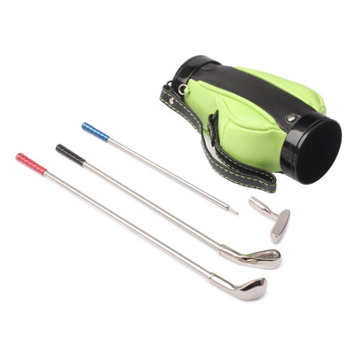 Golf Bag Pen Holder with 3 Golf Clubs Shape Ball Pens
