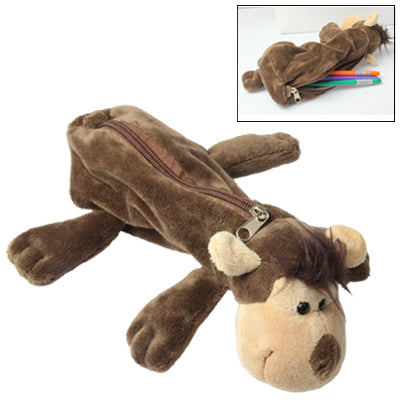 Cute Monkey Style Plush Doll Style Pen Pencil Bag(Brown)
