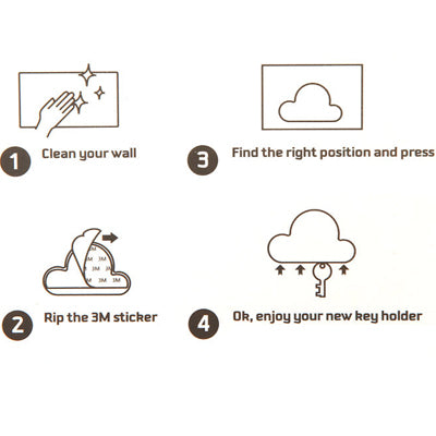 Elegantly Simple Magnetic Cloud Design Key Holder(White)