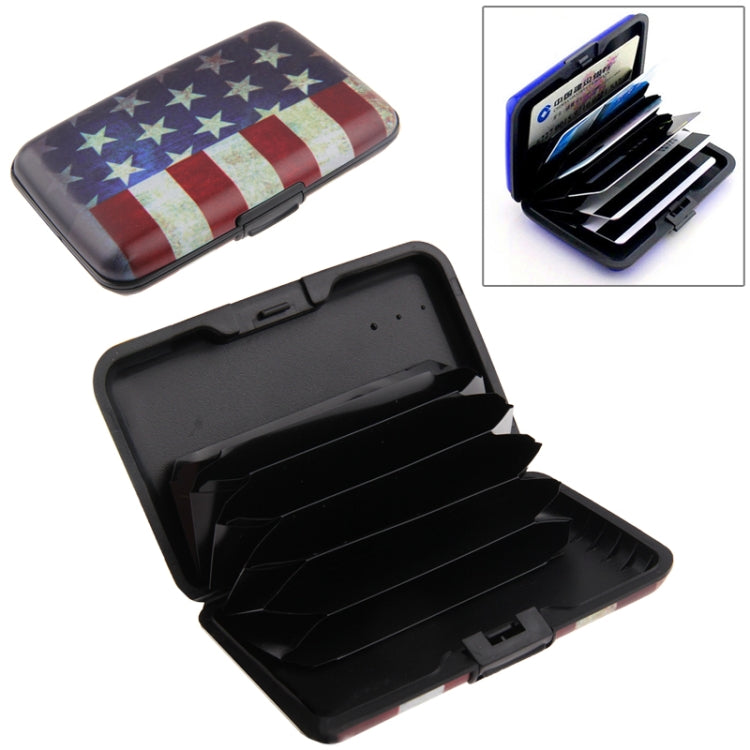 American Flag Pattern Security Waterproof Plastic Credit Card Wallet Card Pack Holder Case Box Protector with 6 Slots