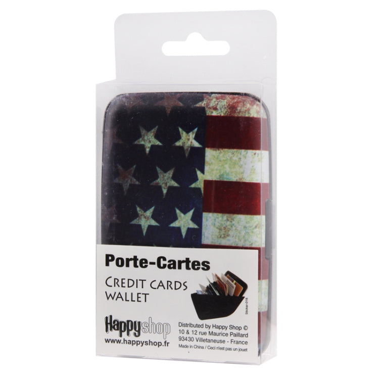 American Flag Pattern Security Waterproof Plastic Credit Card Wallet Card Pack Holder Case Box Protector with 6 Slots
