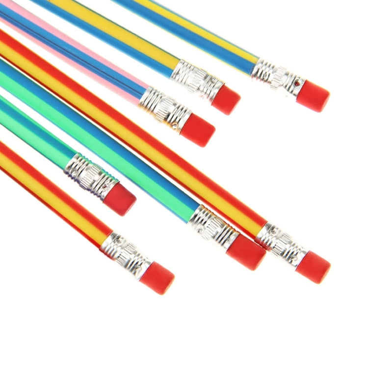 10 PCS Cute Stationery Colorful Magic Bendy Flexible Soft Pencil with Eraser Student School Office Use