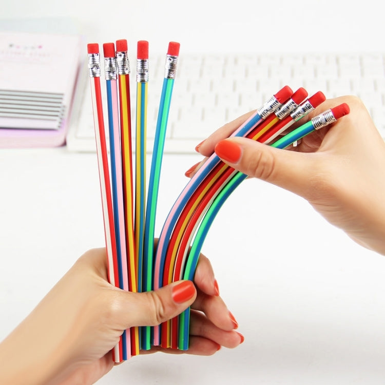 10 PCS Cute Stationery Colorful Magic Bendy Flexible Soft Pencil with Eraser Student School Office Use