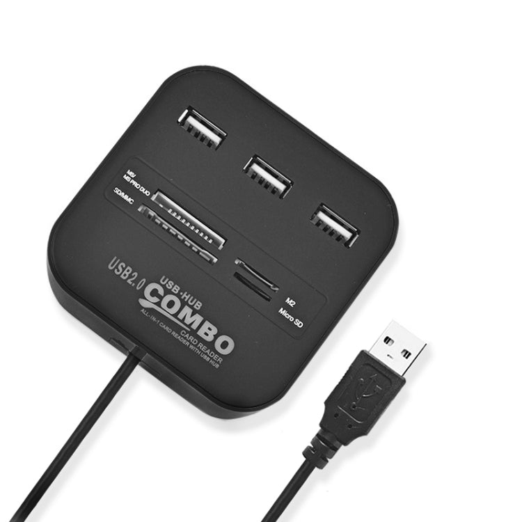 2 in 1 USB 2.0 M2 / TF / SD / MMC / MS / MS PRO DUO Card Reader & 3-port HUB